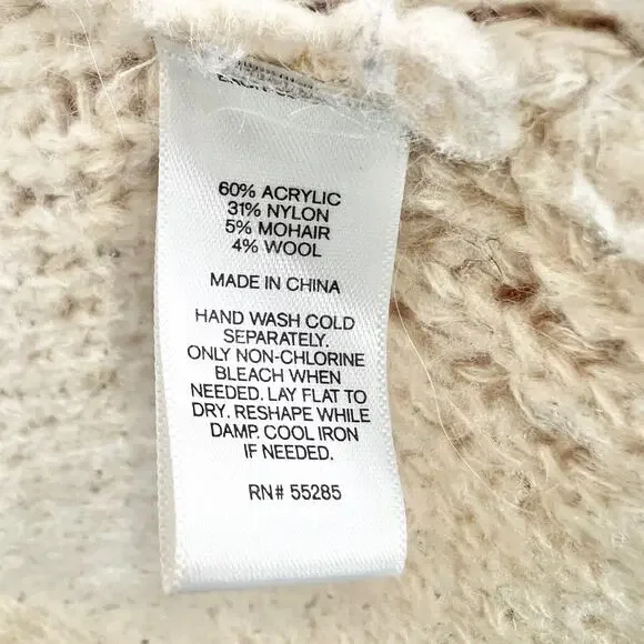 Express XS Cream Wool Mohair Blend Cardigan Sweater Scalloped Boucle Knit - Picture 9 of 9